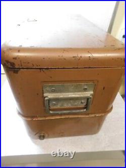 1950's Rugged Metal LITTLE BROWN CHEST Hemp Co. Cooler Camping Ice 19x12x10