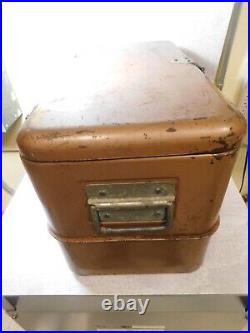 1950's Rugged Metal LITTLE BROWN CHEST Hemp Co. Cooler Camping Ice 19x12x10