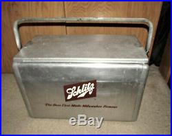 1950's SCHLITZ beer metal portable COOLER / ICE CHEST TOP CONDITION