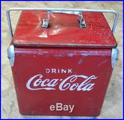 1950's Small, Drink Coca-Cola 6 pack Metal Cooler! Made by TempRite MFG
