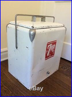 1950's Vintage 7up Cooler Metal Ice Chest With Tray Pop Beer Old School Very Good