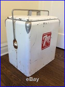 1950's Vintage 7up Cooler Metal Ice Chest With Tray Pop Beer Old School Very Good