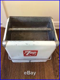 1950's Vintage 7up Cooler Metal Ice Chest With Tray Pop Beer Old School Very Good