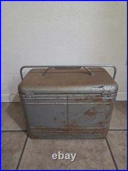 1950's Vintage Therm-a-chest Metal Ice Box Cooler Silver with Insert Tray