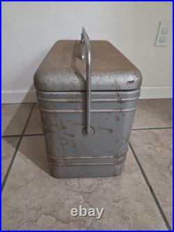 1950's Vintage Therm-a-chest Metal Ice Box Cooler Silver with Insert Tray
