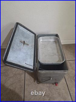 1950's Vintage Therm-a-chest Metal Ice Box Cooler Silver with Insert Tray