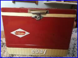 1950s 1960s Vintage Coleman Red Diamond Ice Chest Cooler metal red Nice