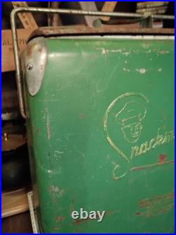 1950s/40s Acton Snackmaster GREEN METAL Cooler WithBottle Opener USA MADE ANTIQUE