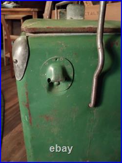 1950s/40s Acton Snackmaster GREEN METAL Cooler WithBottle Opener USA MADE ANTIQUE