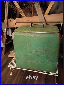 1950s/40s Acton Snackmaster GREEN METAL Cooler WithBottle Opener USA MADE ANTIQUE