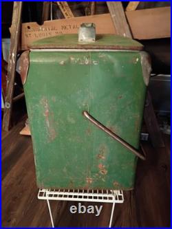 1950s/40s Acton Snackmaster GREEN METAL Cooler WithBottle Opener USA MADE ANTIQUE