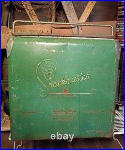 1950s/40s Acton Snackmaster GREEN METAL Cooler WithBottle Opener USA MADE ANTIQUE