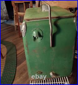1950s/40s Acton Snackmaster GREEN METAL Cooler WithBottle Opener USA MADE ANTIQUE