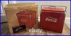 1950s Coca-Cola Acton Metal Portable Cooler Pristine with Original Box & Inserts