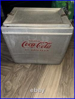 1950s Coca-Cola Metal Cooler Silver Red Vintage Soda