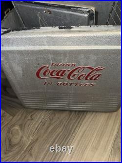 1950s Coca-Cola Metal Cooler Silver Red Vintage Soda