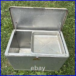 1950s Cronstrom Cronco Aluminum Cooler Gold Vinyl Atomic Pattern withTray AMAZING