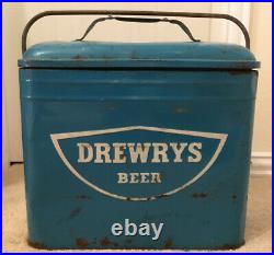 1950s Drewrys Beer Blue Metal Cooler