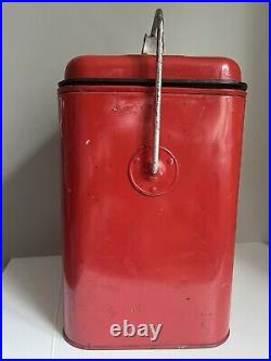 1950s KNAPP MONARCH Red Therm-a-Chest Portable Metal Cooler Vintage Retro Beach