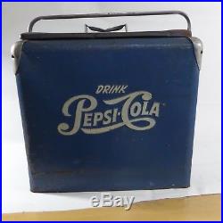 1950s VINTAGE DRINK PEPSI COLA METAL RAISED EMBOSSED LETTER COOLER