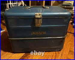 1950s VINTAGE Pathfinder lLARGE METAL Blue CAMP & PICNIC ICE BOX COOLER ICE PIC