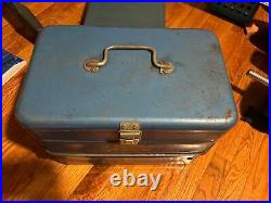 1950s VINTAGE Pathfinder lLARGE METAL Blue CAMP & PICNIC ICE BOX COOLER ICE PIC