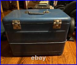 1950s VINTAGE Pathfinder lLARGE METAL Blue CAMP & PICNIC ICE BOX COOLER ICE PIC