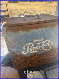 1950s Vintage Pepsi Cola Blue Metal Ice Cooler Chest
