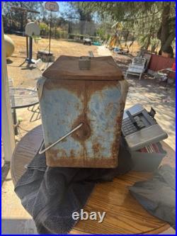 1950s Vintage Pepsi Cola Blue Metal Ice Cooler Chest