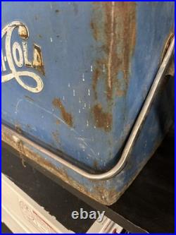 1950s Vintage Pepsi Cola Blue Metal Ice Cooler Chest