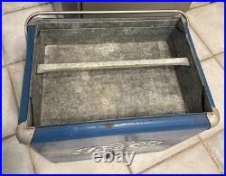 1950s Vintage Pepsi Cola Blue Metal Ice Cooler Refrigerator Chest