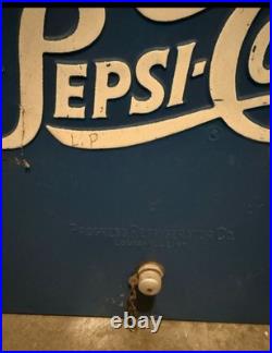 1950s Vintage Pepsi Cola Blue Metal Ice Cooler Refrigerator Chest