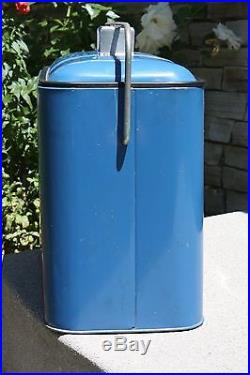 1950s Vintage Pepsi Cooler Blue Metal with White Lettering Collectible