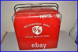 1950s Vtg. Griesedieck Bros. Metal Beer Chest Picnic Cooler withTray Progress KY