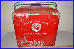 1950s Vtg. Griesedieck Bros. Metal Beer Chest Picnic Cooler withTray Progress KY