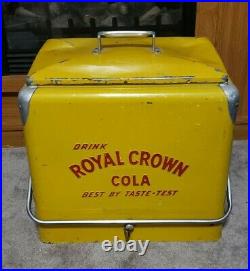 1950s Yellow Royal Crown RC Cola Advertising Metal Cooler with Removable Tray