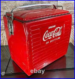 1954 Acton 201 Deluxe Metal Coca-Cola Bottle Cooler Ice Chest Sandwich Tray RARE