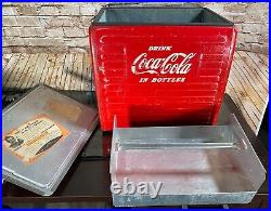 1954 Acton 201 Deluxe Metal Coca-Cola Bottle Cooler Ice Chest Sandwich Tray RARE