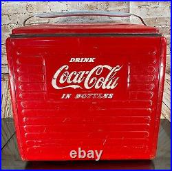 1954 Acton 201 Deluxe Metal Coca-Cola Bottle Cooler Ice Chest Sandwich Tray RARE