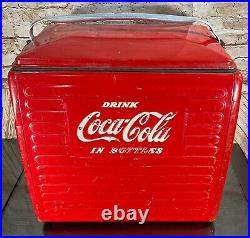 1954 Acton 201 Deluxe Metal Coca-Cola Bottle Cooler Ice Chest Sandwich Tray RARE