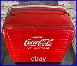 1954 Acton 201 Deluxe Metal Coca-Cola Bottle Cooler Ice Chest Sandwich Tray RARE