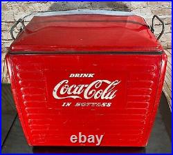 1954 Acton 201 Deluxe Metal Coca-Cola Bottle Cooler Ice Chest Sandwich Tray RARE