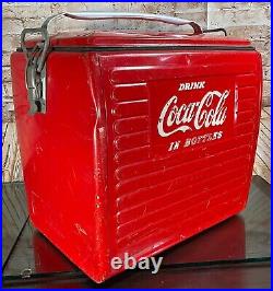 1954 Acton 201 Deluxe Metal Coca-Cola Bottle Cooler Ice Chest Sandwich Tray RARE