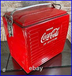 1954 Acton 201 Deluxe Metal Coca-Cola Bottle Cooler Ice Chest Sandwich Tray RARE