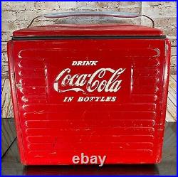1954 Acton 201 Deluxe Metal Coca-Cola Bottle Cooler Ice Chest Sandwich Tray RARE