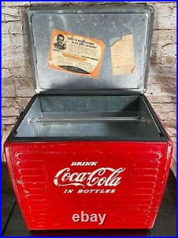 1954 Acton 201 Deluxe Metal Coca-Cola Bottle Cooler Ice Chest Sandwich Tray RARE