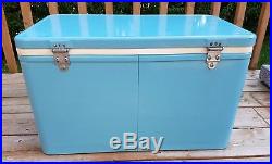 1960's Vintage Coleman Snow-Light Baby Blue Turquoise Metal Cooler 40 Quart 45L