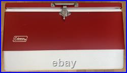 1970's Coleman Large Metal Red Cooler. Great for the outdoors
