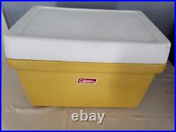 1970's Coleman VTG Mustard Yellow Gold Cooler METAL Handles 22.5x 13x 13.5