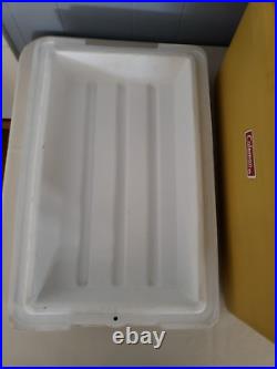 1970's Coleman VTG Mustard Yellow Gold Cooler METAL Handles 22.5x 13x 13.5